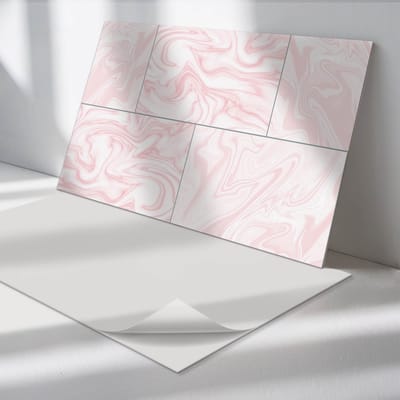 Wallfluent Vinyl Wandpaneel - Marmerpatroon met golven PVC Muurpaneel - 120 cm x 60 cm - Roze PVC wandpaneel - 1 stuk - Rechthoekig Wandbekleding Vinyl - Texturen Wandpaneel - Zelfklevende Wandbekleding - Wandpaneel Keuken en Badkamer