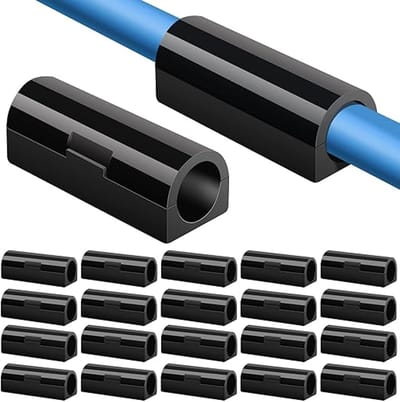 Famanu – Zelfklevende kabelclips - 20 stuks - zwart - stevig en duurzaam - geschikt voor kabelmanagement thuis of op kantoor - voorkomt kabelwarboel en houdt draden netjes georganiseerd
