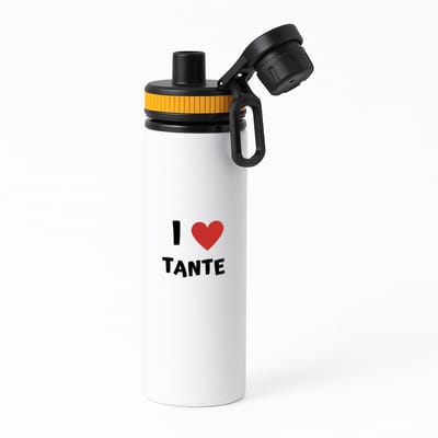 Hacebo® - I love tante waterfles met draaidop oranje - Tante - de liefste tante - verjaardag - cadeautje voor tante - tante artikelen - kado - geschenk - water fles - 850ML