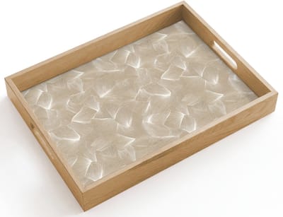 Dienblad hout 40x30 cm - Schootdienblad - Organisch - Textuur - Beige - Borrelplank rechthoek - Plateau dienbladen