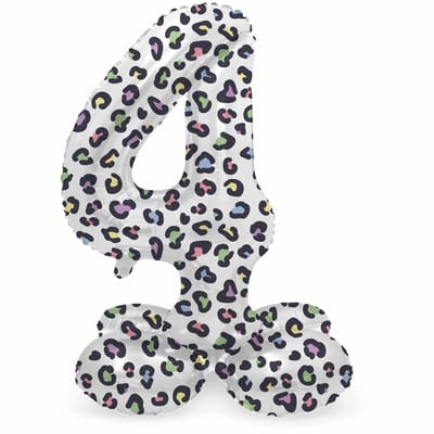 Folat - Staande folieballon Cijfer 4 Bright Panther - 72 cm