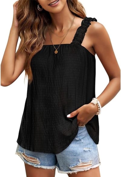 Zomerse Mouwloze Tanktop voor Dames met Vierkante Hals, Losse Pasvorm en Casual Stijl, Ideaal voor Warm Weer en Vrijetijdskleding