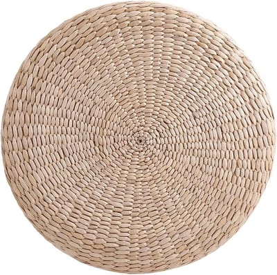 Ronde Tatami Kussen van 40 cm voor Meditatie en Yoga - Zacht Vloerkussen voor Buiten en Binnen, Woven Rattan Stoel Kussens