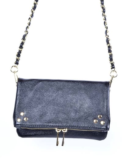 Giuliano lederen schoudertas Juline - Metallic - Made in Italy - Zwart