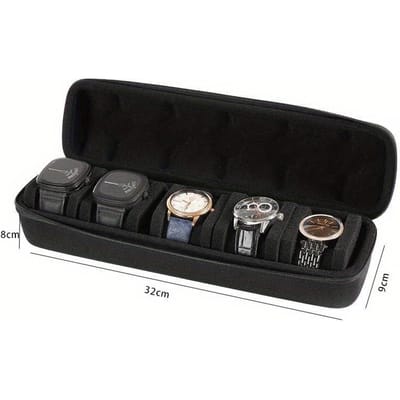 Horlogebox Organizer Voor Mannen of Vrouwen Horloge Reisetui Draagbare Opbergruimte Horloge Display Houder voor Polshorloges en Smartwatches black