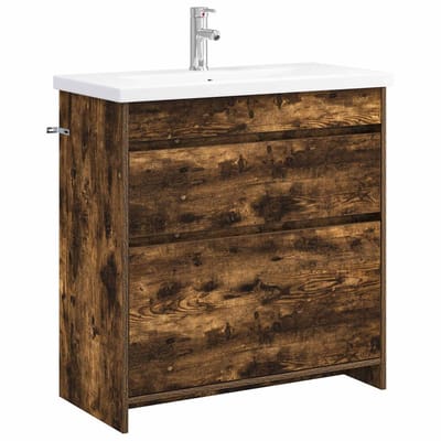vidaXL - Badkamermeubel - Set - Gerookt - eiken - 81 - x - 40 - x - 84,5 - cm - Bewerkt - hout