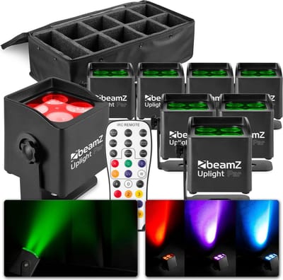 Uplighter - BeamZ BBP44 Uplight lamp met afstandsbediening, accu en tas - IP65, geschikt voor buiten