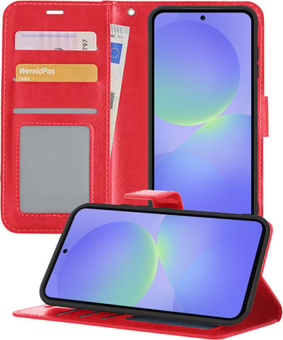 Hoesje - Geschikt voor Samsung Galaxy A36 - Luxe Bookcase - Walletcase Hoes - Portemonnee - Cover - Telefoonhoes - Rood