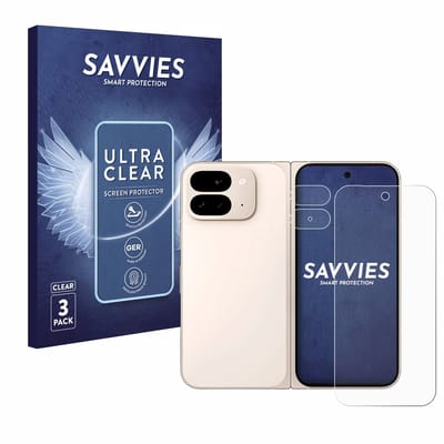 Savvies - Screenprotector voor Google Pixel 9 Pro Fold (Voor+Camera) - Folie Beschermfolie transparant 6 Stuks