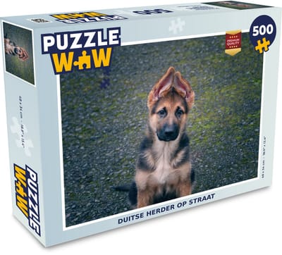 Puzzel Duitse herder op straat - Legpuzzel - Puzzel 500 stukjes