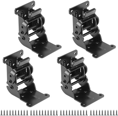 GELLDG 4 Stuks Scharnieren - Klappscharnier 90° - Geschikt voor Tafelpoten en Meubelonderdelen - Metalen Scharnier met Meervoudige Schroefgaten - Soepel Sluitend - Inclusief Montageschroeven - 75x49x68mm