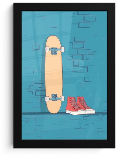 Poster in lijst - Fotolijst 20x30 cm - Posters - Skateboard - Gympen - Rood - Minimalistisch - Posterlijst zwart - Decoratie - Wanddecoratie woonkamer - Muurdecoratie slaapkamer - Kerstversiering - Kerstdecoratie voor binnen - Kerstmis