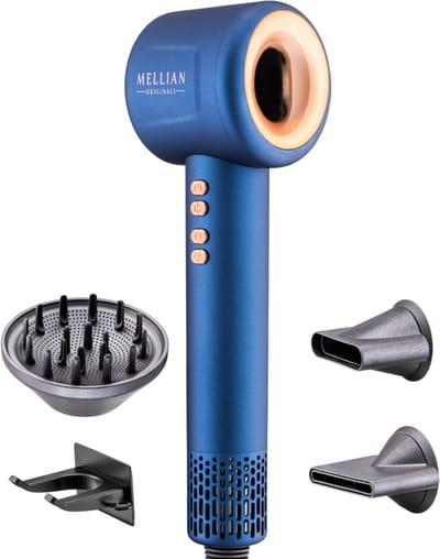 Mellian SecretBlow Föhn - Fohn met Diffuser - Krachtige Ionische Haardroger Krullen 110.000RPM