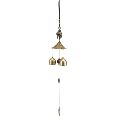 Olifant Windgongen Geluk Chinese Stijl Tempeldaken Koperen Windgongen met Scherpe Muziek voor beige