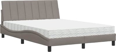 vidaXL - Bed - met - matras - "Hanko" - stof - taupe - 120x200 - cm