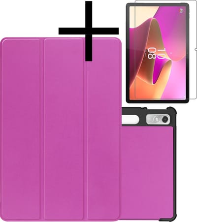 Hoes - Geschikt voor Lenovo Tab P11 Pro - Met Screenprotector - Trifold Bookcase - Hard Cover Case - Met Uitsparing Geschikt voor Lenovo Pen - Hardcover Book - Tablet Hoesje - Paars