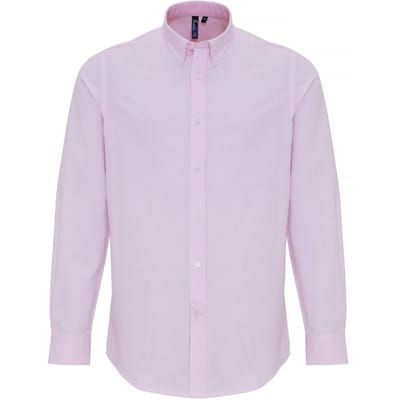Premier Heren Katoen Rijke Oxford Stripe Shirt (Wit/Roze)