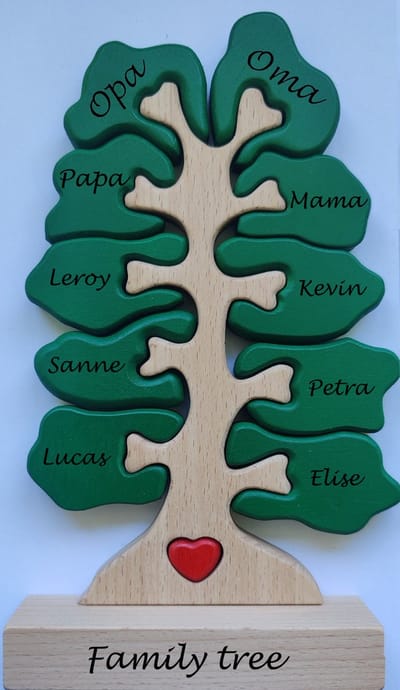 Gepersonaliseerde Stamboom puzzel 10 namen - geboorte - kraam cadeau - Vaderdagcadeau - moederdagcadeau - Babygeschenkset