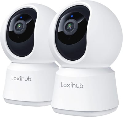 Draadloze Bewakingscamera voor Binnen - 1080p HD, Nachtzicht, Bewegingsdetectie, Bidirectionele Audio, Compatibel met Google en Alexa (2 Stuks)