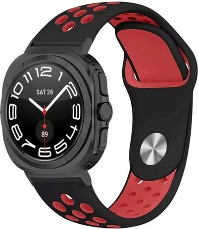 Strap-it Siliconen sport bandje met druksluiting - geschikt voor Samsung Galaxy Watch Ultra 2 (2026) / Ultra (2024/2025) - zwart/rood