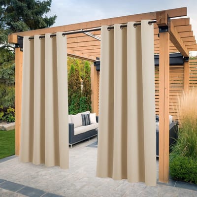 Dailygoods- Verduisteringsgordijn thermisch geïsoleerd - Verduisteringsdoek - Verduisteringsgordijn met oogjes - Voor pergola/patio - L 132 x H 213 cm - 1 paar - Buitengordijnen