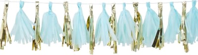 Babyshower decoratie - Ginger Ray Oh Baby! - Tassel slinger Blauw/Goud - 2 meter