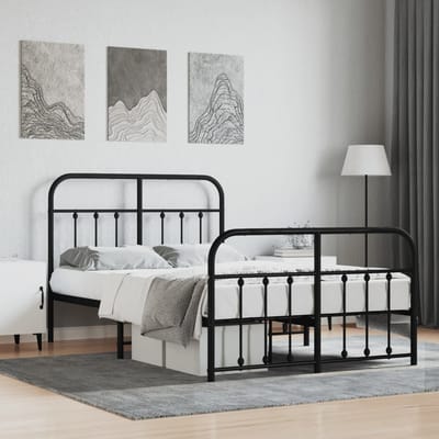 vidaXL - Bedframe - met - hoofd- - en - voeteneinde - metaal - zwart - 120x190 - cm