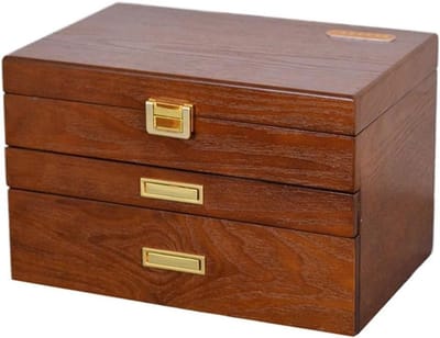 Sieradendoos Dubbele Laag - Juwelendoos Opberger - Sieraden Opbergen - Massief Houten Frame - Niet Gespecificeerd - Perzikhoutkleur