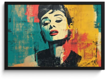 Poster in lijst - Fotolijst 60x40 cm - Posters - Vrouw - Rode lippen - Expressief - Grafisch - Posterlijst zwart - Decoratie - Wanddecoratie woonkamer - Muurdecoratie slaapkamer