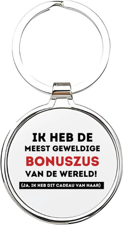 Akyol - ik heb de meest geweldige bonuszus van de wereld Sleutelhanger - Bonuszus - de leukste bonuszus - bonuszus sleutelhanger - zussen sleutelhanger - sleutelhanger bonuszus - familie sleutelhanger - verjaardagscadeautje - zus cadeau - 4 x 7,5 CM