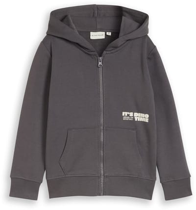 Tom Tailor - Hoodie-sweatjack met print op de rug - Maat 92/98 - dark urban grey