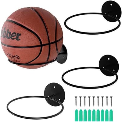 3 Pcs Metal Ball Holder - Wandmontage - Sportballen Rek - Zwart - Voor Basketbal Rugby Volleybal Voetbal Display met Schroeven