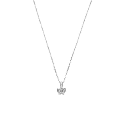 Lucardi Kinder Zilveren ketting met vlinder - Ketting - 925 Zilver - Zilverkleurig - 40 cm