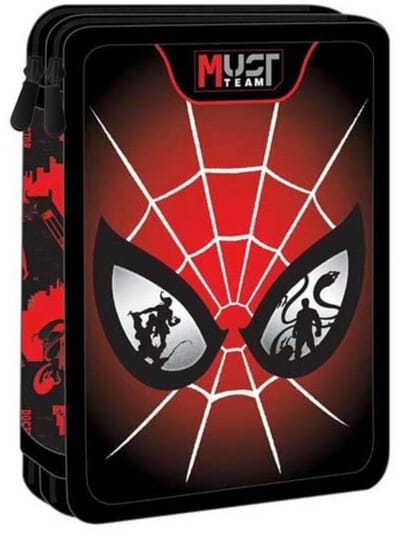 Marvel Spider-Man Eyes 3D Etui – Dubbele Gevulde Schooletui – 15×5×21 cm – Inclusief Kleurpotloden & Stiften