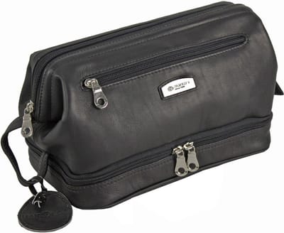HAROLD'S Leren Toilettas Country Toilet Bag Black Zwart