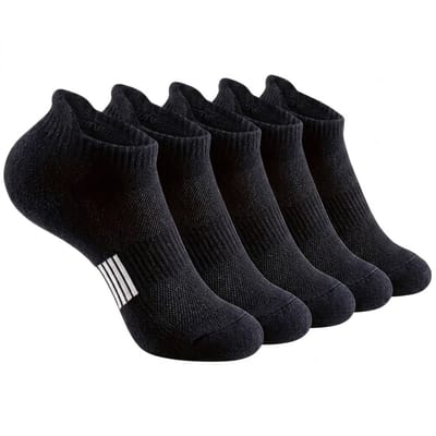 Zwart sport sokken heren dames – lage sportsokken met elastische pasvorm – ademende enkelsokken voor hardlopen fitness en training – comfortabele sport sokken – maat 39-42 – set van 5 paar