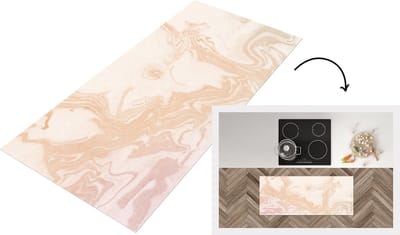 Keukenloper - Loper keuken - Marmer - Roze - Lijn - 120x50 cm - Keukenloper vinyl
