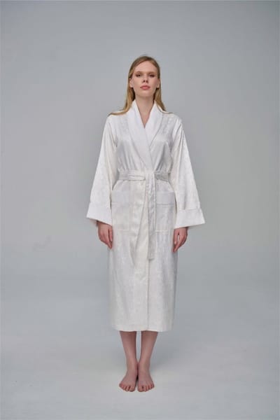 Luxe Dames Silk Badjas Audrey / wit / L/XL