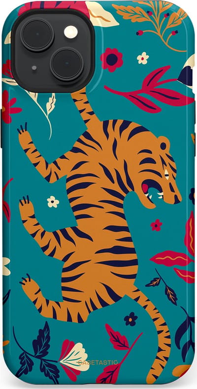 Casetastic Hoesje Geschikt voor Apple iPhone 15 Plus Magsafe - Stijlvolle Beschermende Duo-layer Case - Gouden brul