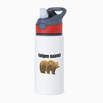 Hacebo® - grote beer met eigen naam waterfles met rietje rood - Beer - beren liefhebbers - iemand die houdt van beren - verjaardag - cadeau - kado - water fles - 650ML