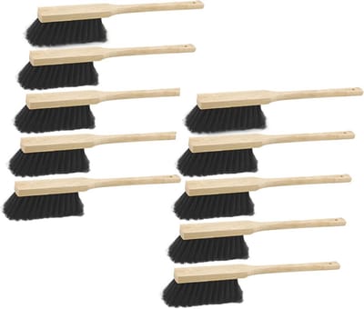 Set van 10 Lange Handvegers met Houten Steel - Professionele Kunstborstel voor Binnen en Buiten