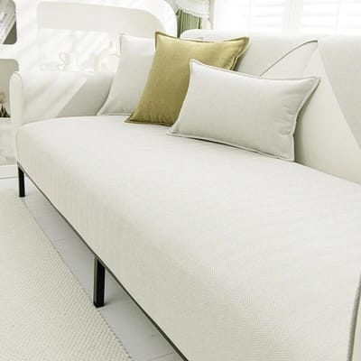 Fluweelachtige Texturen Bankhoes Handdoek Effen Kleur Woonkamer Bankkussen Antislip Bankkussen Armleuning Rugleuninghoes Huisdecoratie 70x70cm-1pc white