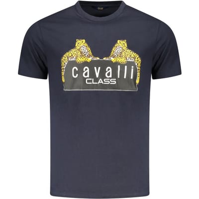 Cavalli Class Blauwe Katoenen Heren T-Shirt