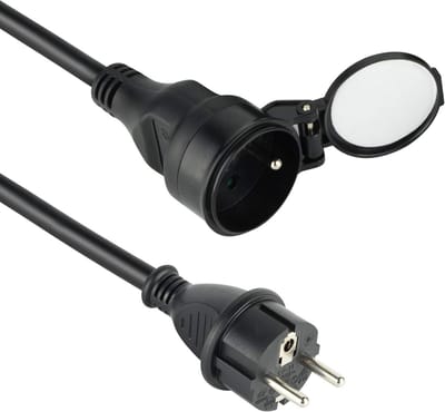 Verlengkabel 25m IP44 Waterdicht met Klep - H07RN-F 3G1,5 mm² Zwart