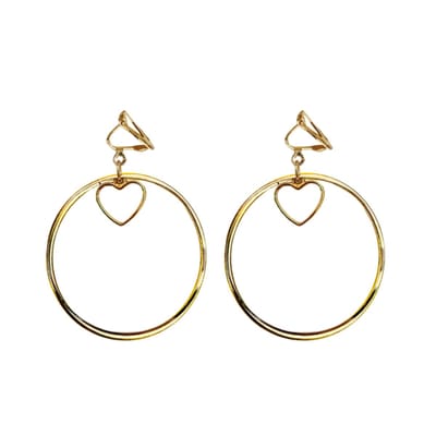Clip oorringen -goudkleurig- hart- geen gaatje- Charme Bijoux