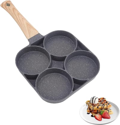 Pannenkoekenpan met 4 gaten, anti-aanbaklaag, ideaal voor omeletten en inductiekoken