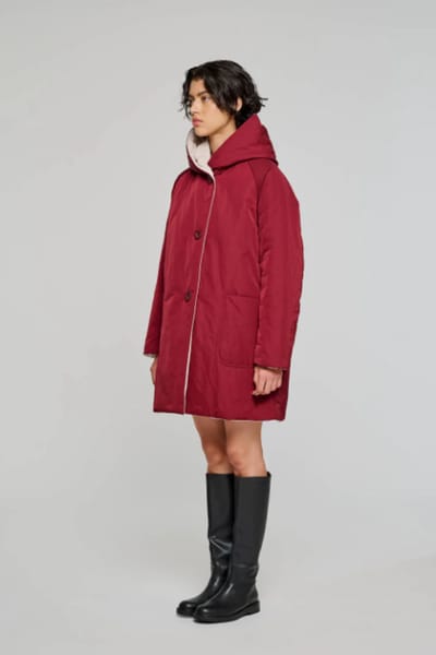 9410 4340 Vrouw Oof Lange omkeerbare jas waterafstotende bruine creme
