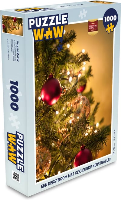 Puzzel Een kerstboom met gekleurde kerstballen - Legpuzzel - Puzzel 1000 stukjes volwassenen - Kerst - Cadeau - Kerstcadeau voor mannen, vrouwen en kinderen