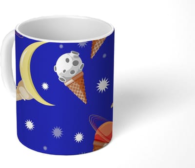 Mok - Koffiemok - Planeten - IJshoorntjes - Patronen - Mokken - 350 ML - Beker - Koffiemokken - Theemok