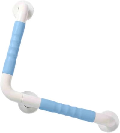 Douchegreep 90 graden - Badkamer steunbeugel - Extra balans - Gestructureerd gripvlak - 200 kg draagvermogen - Blauw
